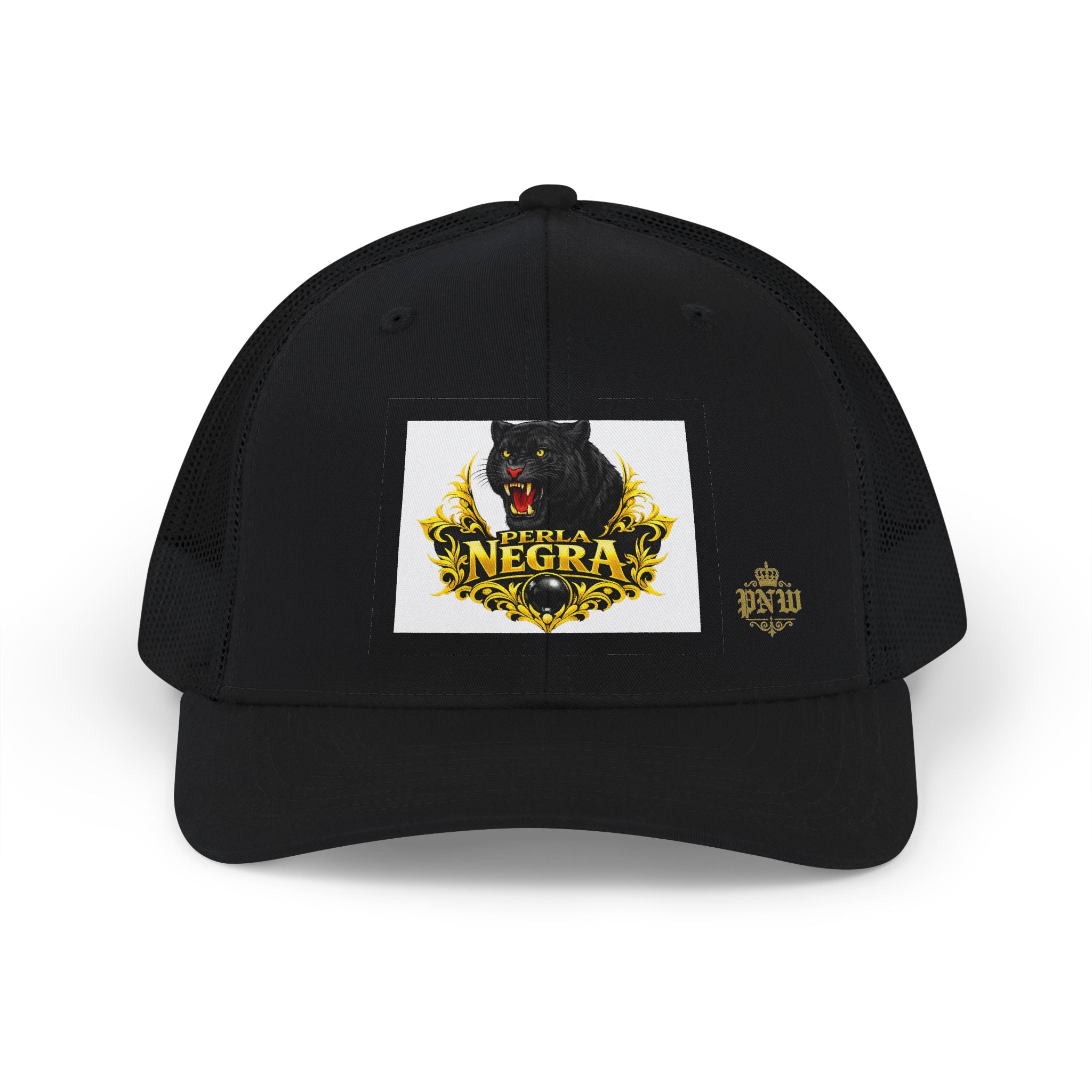 Perla Negra black panther trucker hat