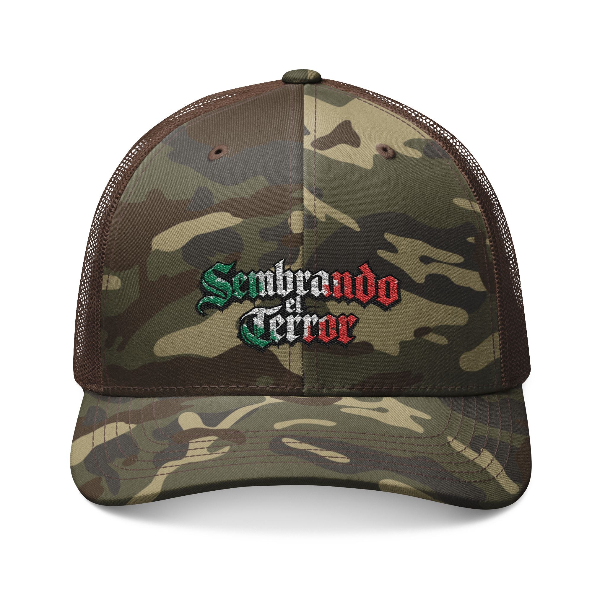 Sembrando el Terror camo trucker hat
