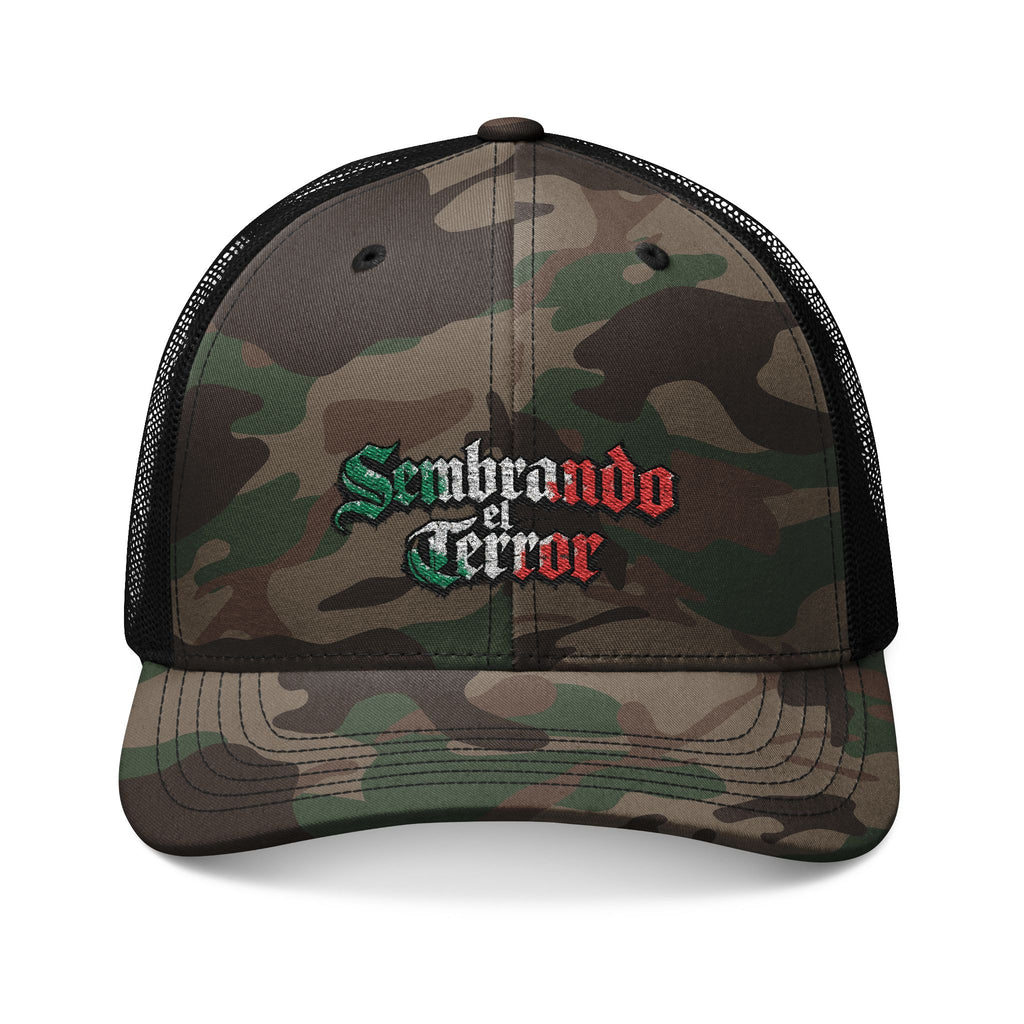 Sembrando el Terror camo trucker hat