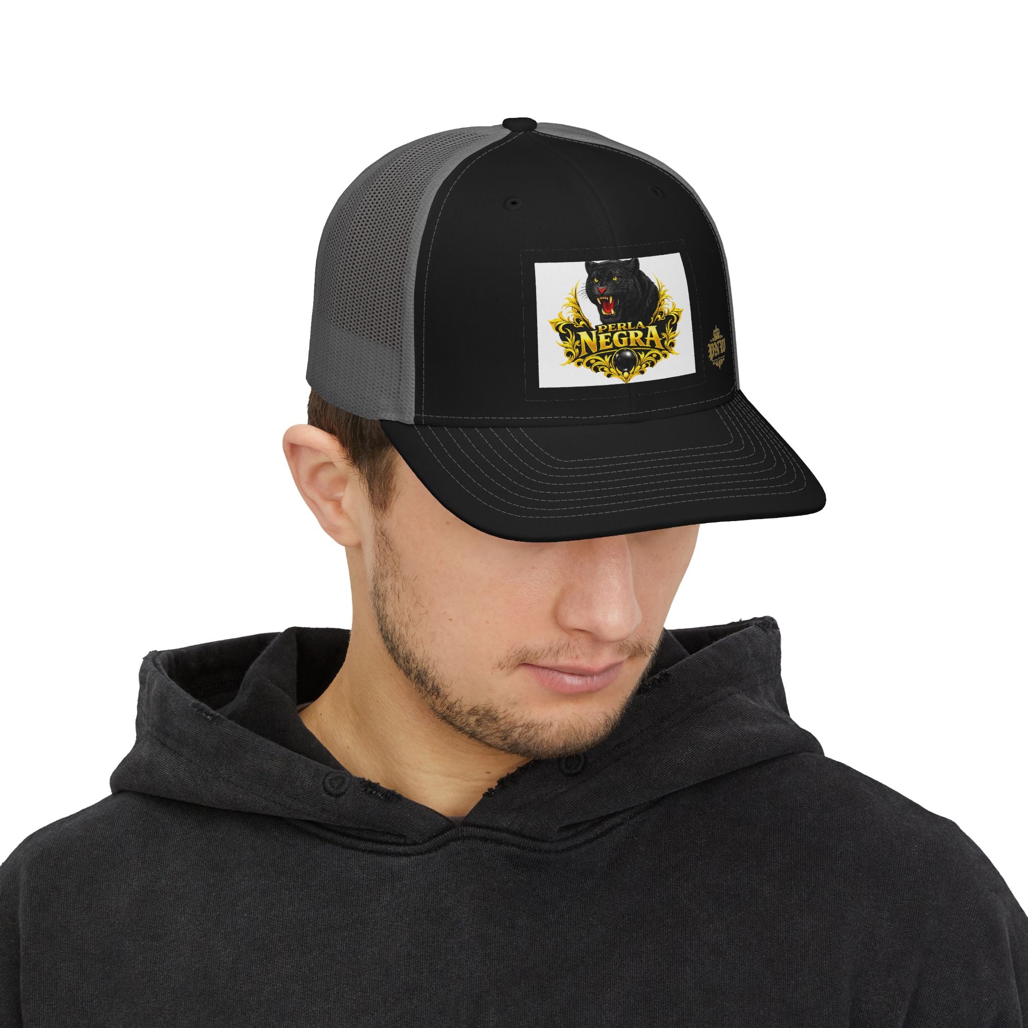 Perla Negra black panther trucker hat
